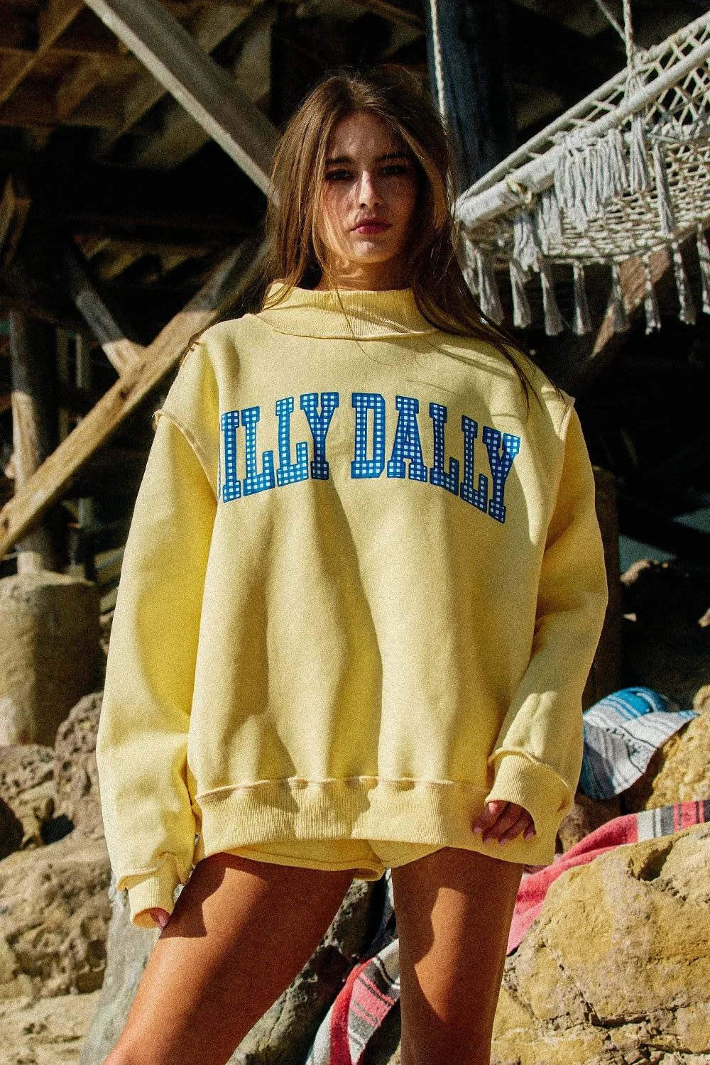Dilly Dally Mockneck: Reversible Butter Yellow
