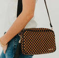 Woven Crossbody Bag: Checkered Coffee