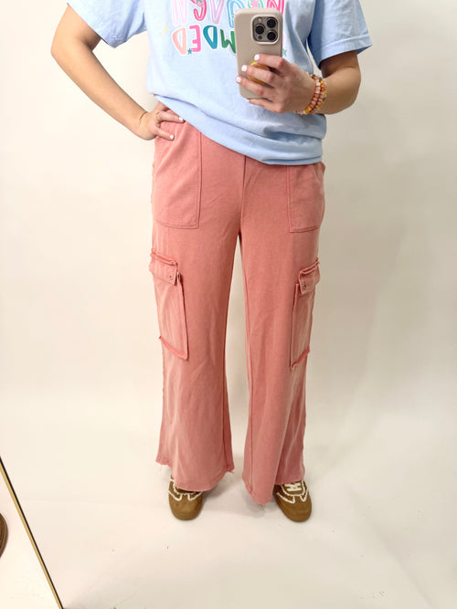 Blaire Mineral Wash Pants: Salmon