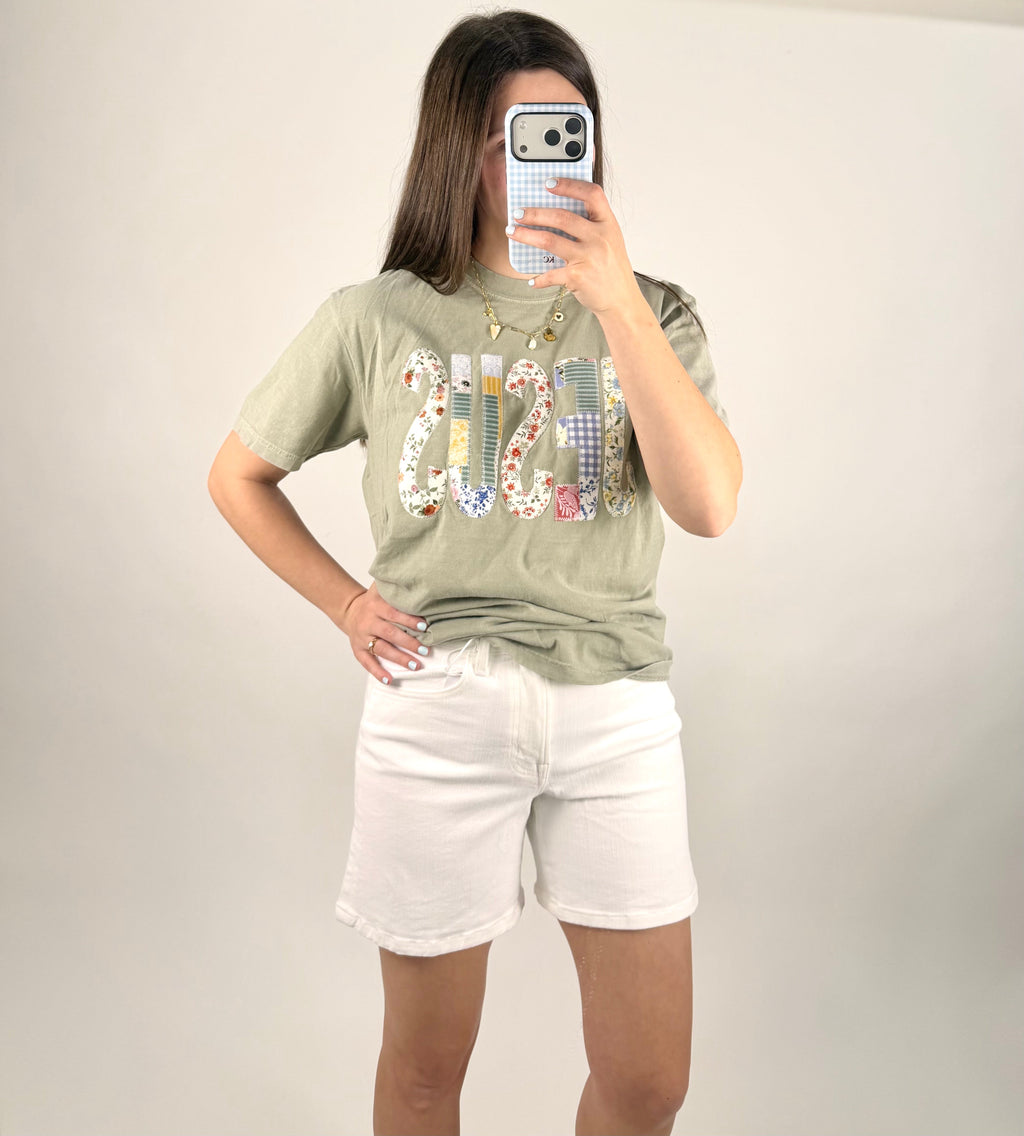 High Rise White Midi Shorts