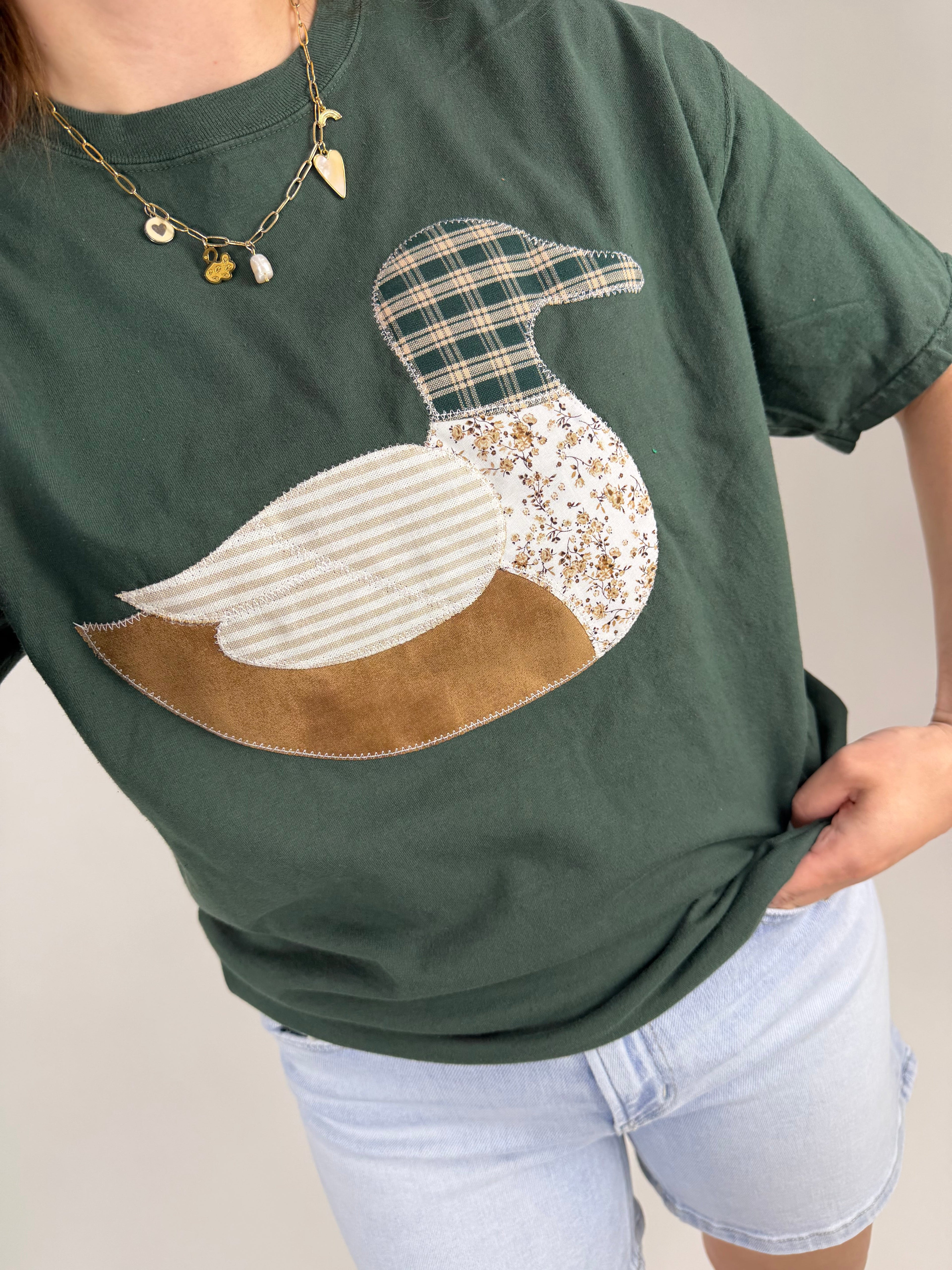 Cottage Mallard Duck Patchwork Tee