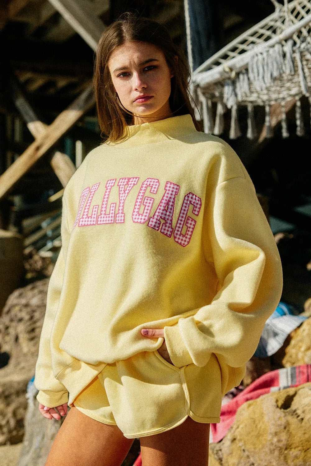 Dilly Dally Mockneck: Reversible Butter Yellow